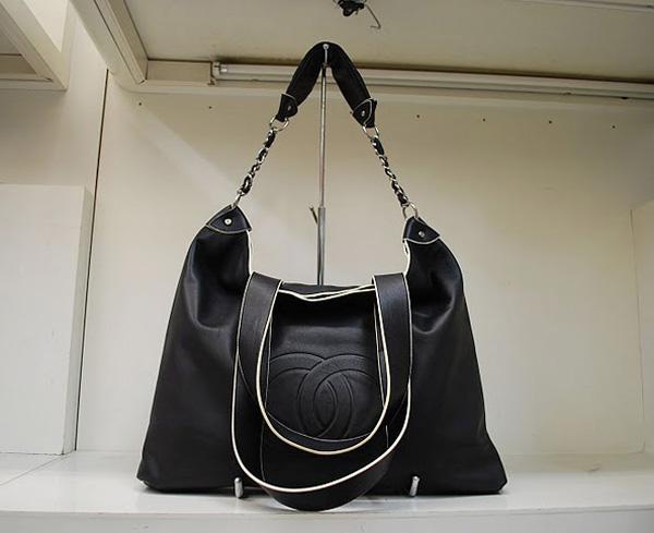 Chanel 35942 Replica Handbag Black Cowhide Leather With Silver Hardware - Click Image to Close