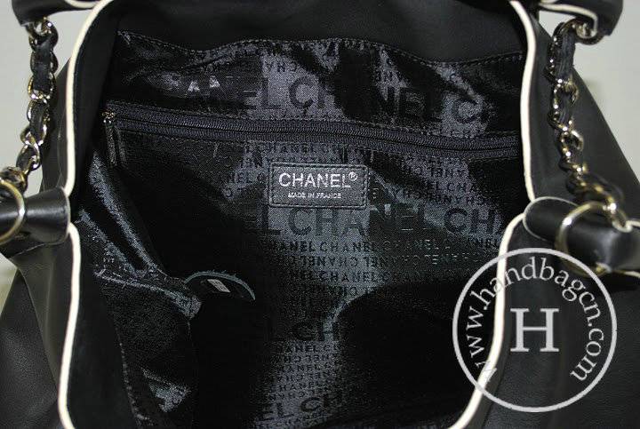 Chanel 35942 Replica Handbag Black Cowhide Leather With Silver Hardware - Click Image to Close