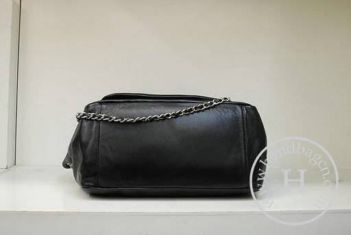 Chanel 35943 Replica Handbag Black Lambskin Leather With Silver Hardware - Click Image to Close