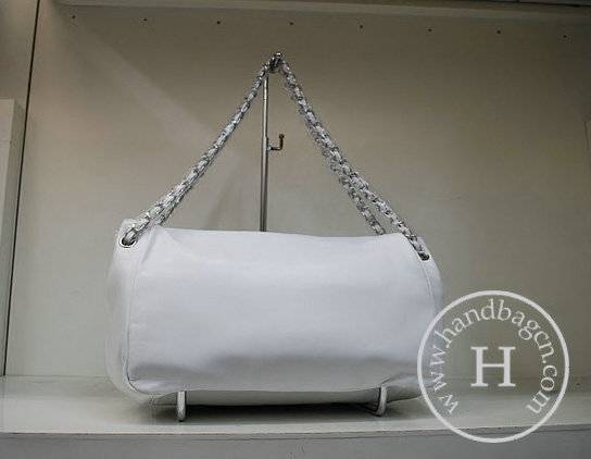 Chanel 35943 Replica Handbag White Lambskin Leather With Silver Hardware