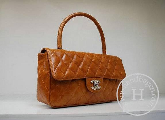 Chanel 35946 Replica Handbag Orange Cowhide Leather With Silver Hardware - Click Image to Close