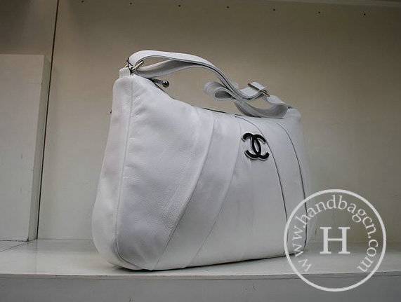 Chanel 35947 Replica Handbag White Lambskin Leather With Silver Hardware