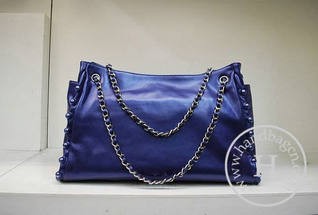 Chanel 35948 Replica Handbag Purple Cowhide Leather With Silver Hardware - Click Image to Close