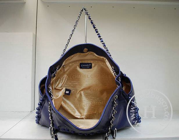 Chanel 35948 Replica Handbag Purple Cowhide Leather With Silver Hardware - Click Image to Close