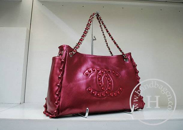 Chanel 35948 Replica Handbag Rose red Cowhide Leather With Silver Hardware