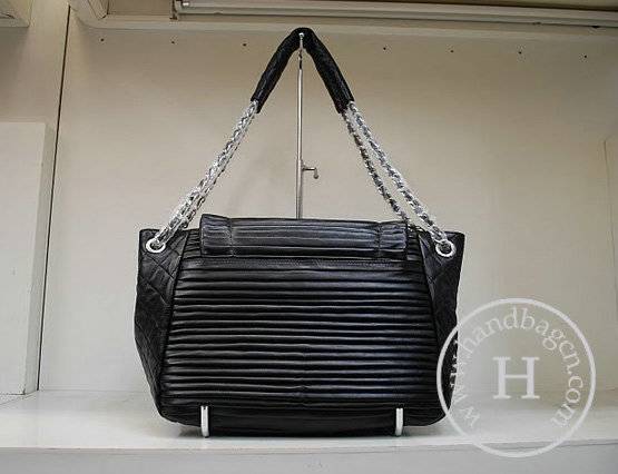 Chanel 35949 Replica Handbag Black Lambskin Leather With Silver Hardware