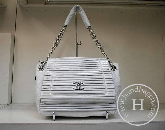 Chanel 35949 Replica Handbag White Lambskin Leather With Silver Hardware