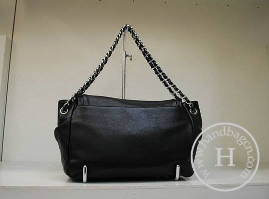 Chanel 35950 Replica Handbag Black Lambskin Leather With Silver Hardware - Click Image to Close