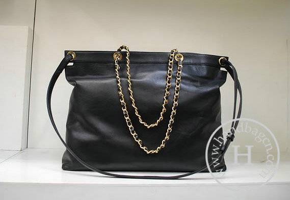 Chanel 35951 Replica Handbag Black Calfskin Leather With Gold Hardware