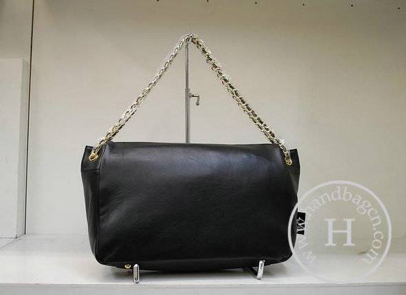 Chanel 35952 Replica Handbag Black Calfskin Leather With Gold Hardware