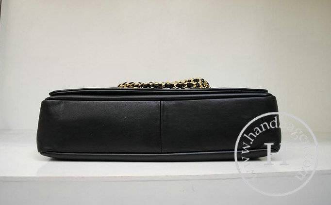 Chanel 35953 Replica Handbag Black Calfskin Leather With Gold Hardware - Click Image to Close
