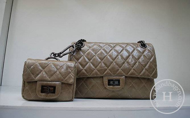 Chanel 35954 replica handbag Grey oil leather with silver hardware
