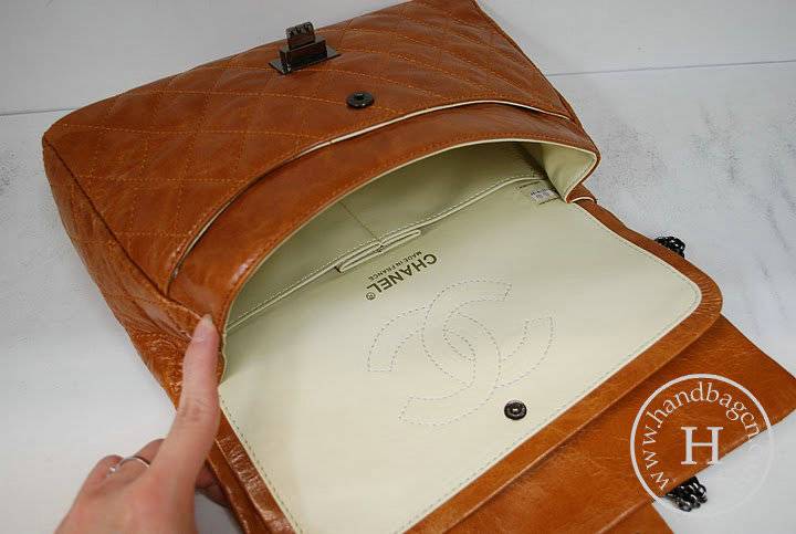 Chanel 35954 replica handbag Tan oil leather with silver hardware - Click Image to Close
