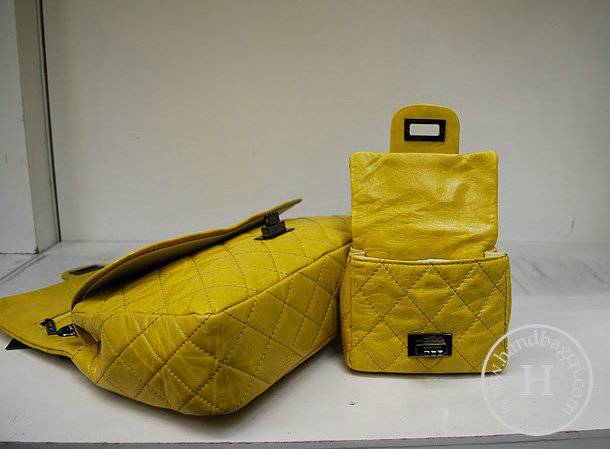 Chanel 35954 replica handbag Yellow oil leather with silver hardware - Click Image to Close