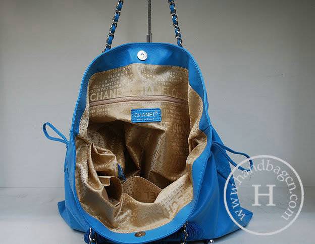 Chanel 35955 Replica Handbag Blue Lambskin Leather With Silver Hardware