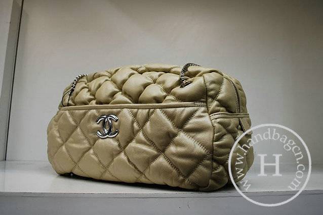 Chanel 35961 Knockoff Handbag Cream Lambskin Leather With Silver Hardware