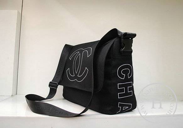 Chanel 35968 Replica Black Fabric Messenger Handbag