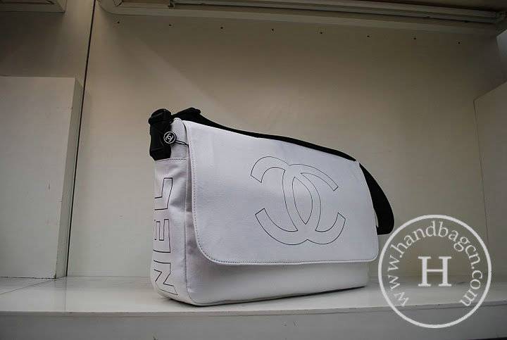 Chanel 35968 Replica White Fabric Messenger Handbag - Click Image to Close