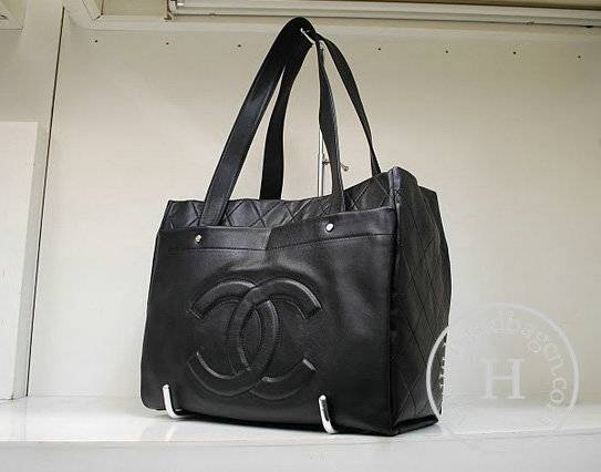Chanel 35970 Knockoff Handbag Black Calfskin Leather