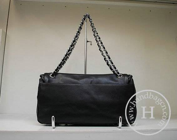 Chanel 35971 Black Calfskin Leather Handbag With Silver Hardware