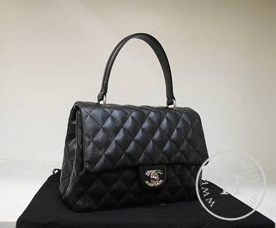 Chanel 35973 Replica Handbag Black Caviar Leather With Silver Hardware