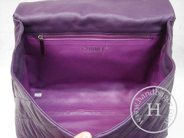 Chanel 35973 Replica Handbag Purple Caviar Leather With Silver Hardware