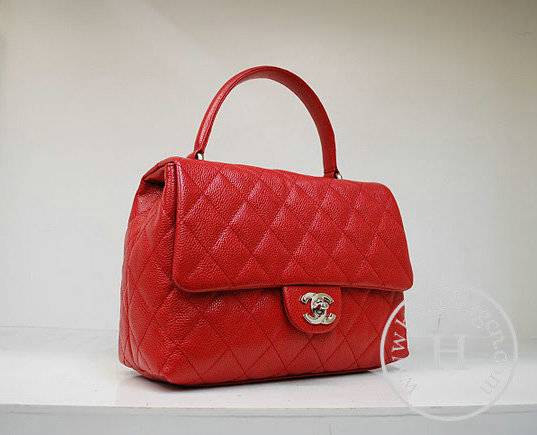Chanel 35973 Replica Handbag Red Caviar Leather With Silver Handbag - Click Image to Close