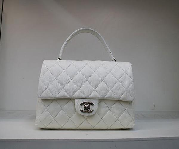 Chanel 35973 Replica Handbag White Caviar Leather With Silver Hardware