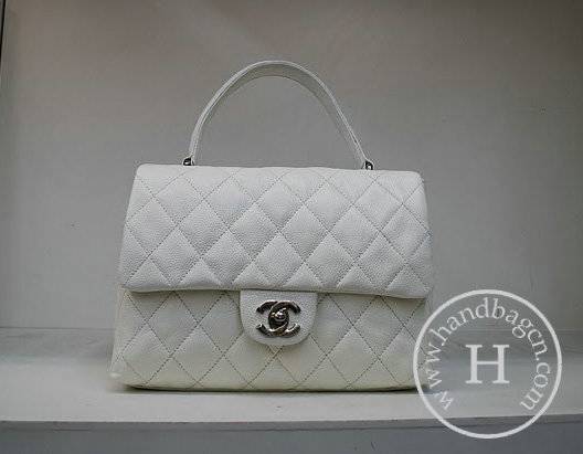 Chanel 35973 Replica Handbag White Caviar Leather With Silver Hardware