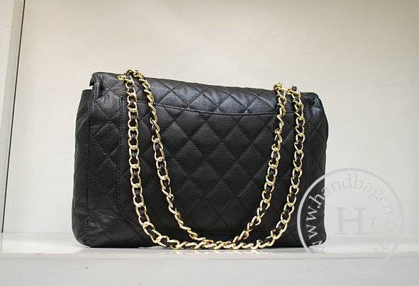 Chanel 35974 Replica Handbag Black Caviar Leather With Gold Hardware - Click Image to Close