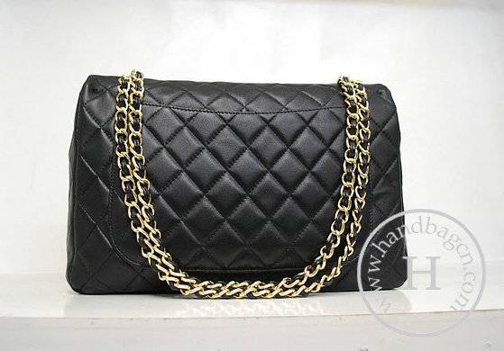 Chanel 35974 Replica Handbag Black Lambskin Leather With Gold Hardware