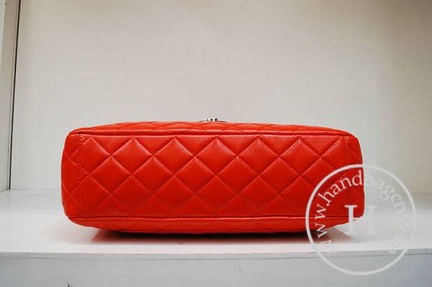 Chanel 35974 Replica Handbag Orange Lambskin Leather With Silver Hardware