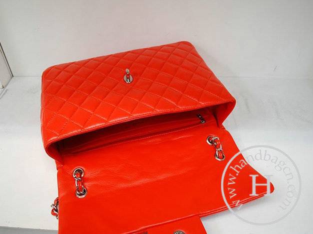 Chanel 35974 Replica Handbag Orange Lambskin Leather With Silver Hardware