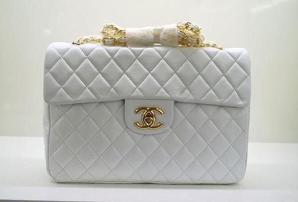 Chanel 35974 Replica Handbag White Lambskin Leather With Gold Hardware