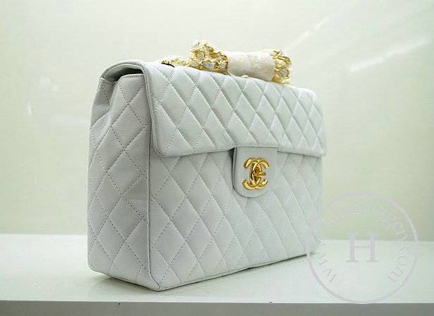 Chanel 35974 Replica Handbag White Lambskin Leather With Gold Hardware - Click Image to Close