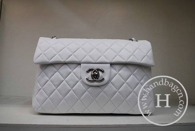 Chanel 35974 Replica Handbag White Lambskin Leather With Silver Hardware
