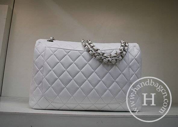 Chanel 35974 Replica Handbag White Lambskin Leather With Silver Hardware