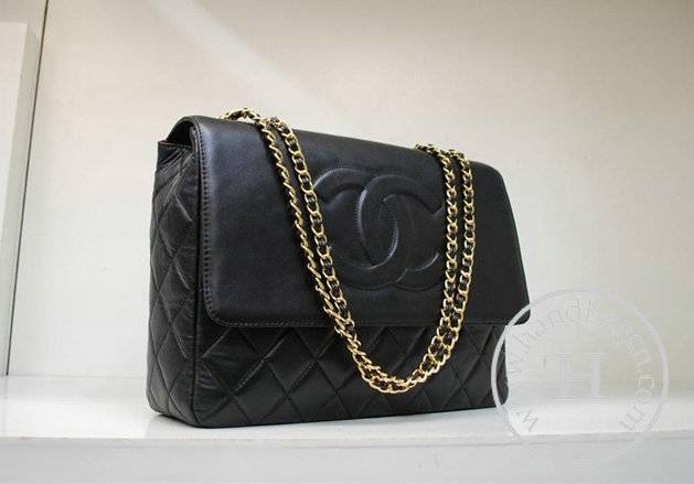 Chanel 35977 Replica Handbag Black Lambskin Leather With Gold Hardware - Click Image to Close
