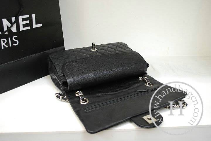 Chanel 35980 Replica Handbag Black Caviar Leather With Silver Hardware