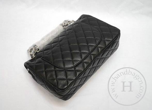 Chanel 35980 Replica Handbag Black Lambskin Leather With Silver Hardware - Click Image to Close