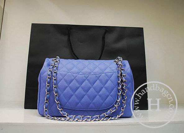 Chanel 35980 Replica Handbag Blue Caviar Leather With Silver Hardware - Click Image to Close