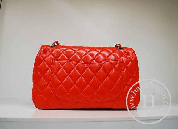 Chanel 35980 Replica Handbag Orange Lambskin Leather With Silver Hardware