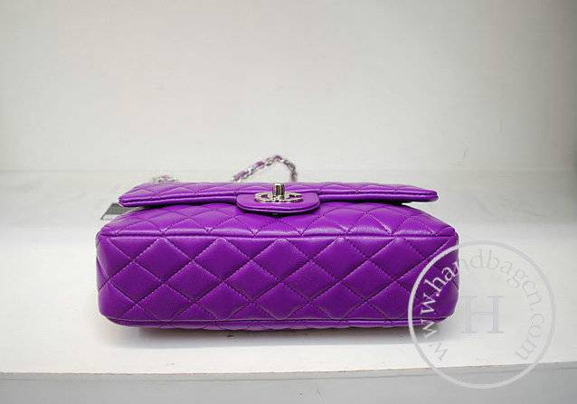 Chanel 35980 Replica Handbag Purple Lambskin Leather With Silver Hardware