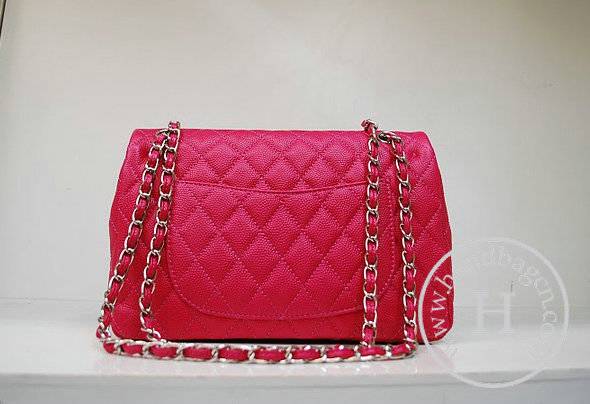 Chanel 35980 Replica Handbag Rose red Caviar Leather With Silver Hardware - Click Image to Close