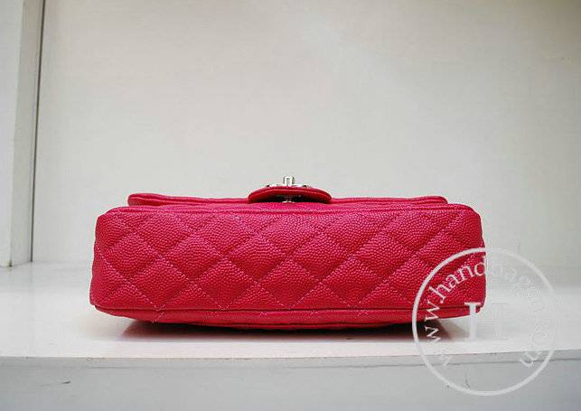 Chanel 35980 Replica Handbag Rose red Caviar Leather With Silver Hardware