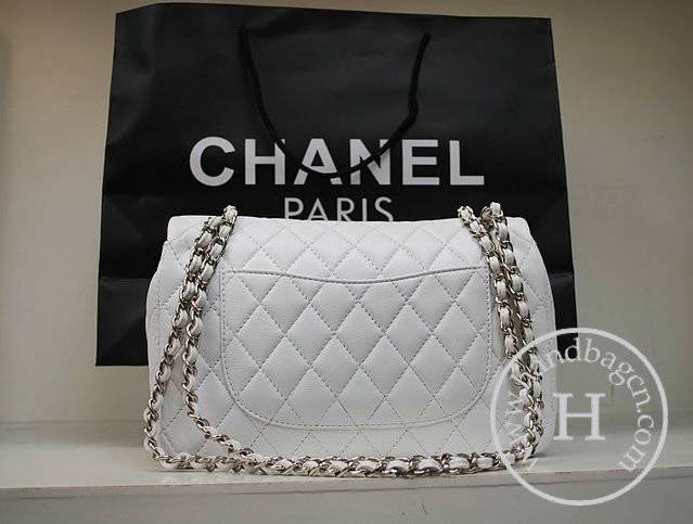 Chanel 35980 Replica Handbag White Lambskin Leather With Silver Hardware