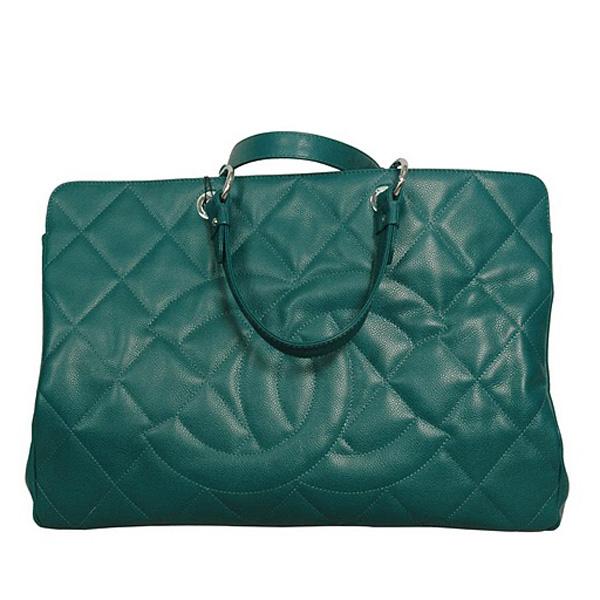 Chanel 35985 Replica Handbag Green Caviar Leather With Silver Hardware - Click Image to Close