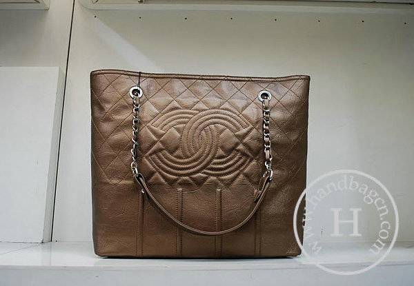 Chanel 35987 Replica Handbag Bronze Rugosity Leather With Silver Hardware
