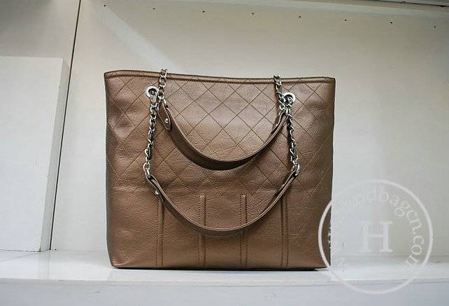 Chanel 35987 Replica Handbag Bronze Rugosity Leather With Silver Hardware