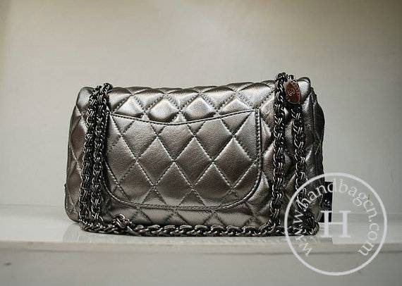 Chanel 35989 Grey Lambskin Leather Handbag With Silver Hardware